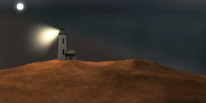 Animated Lighthouse light moon Night sand 3d motion graphics