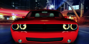 Animated Sports Car building  light Night street 3D  motion graphics