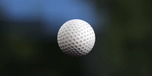 Flying Golf Ball foliage movement Sky white 3d motion graphics
