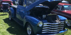 Blue Classic Truck canopy car grass tree wheel